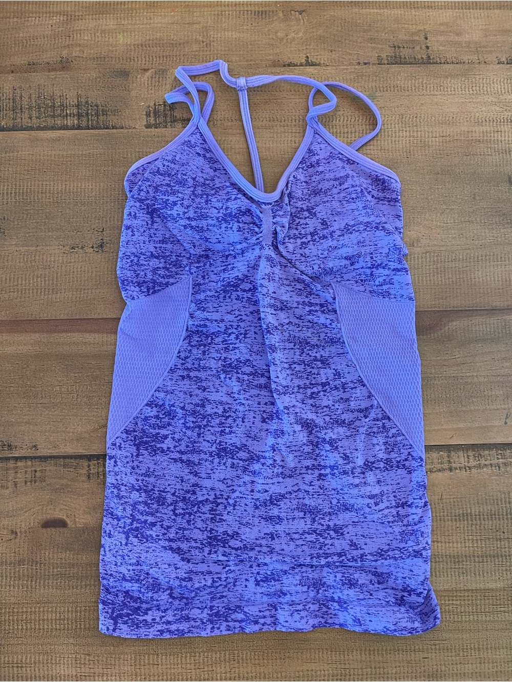 Zella Purple Marbled Athletic Tank with Mesh Panels built in bra